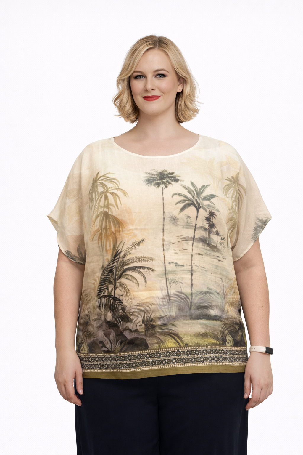 Tropische Blouse Met Palmprint