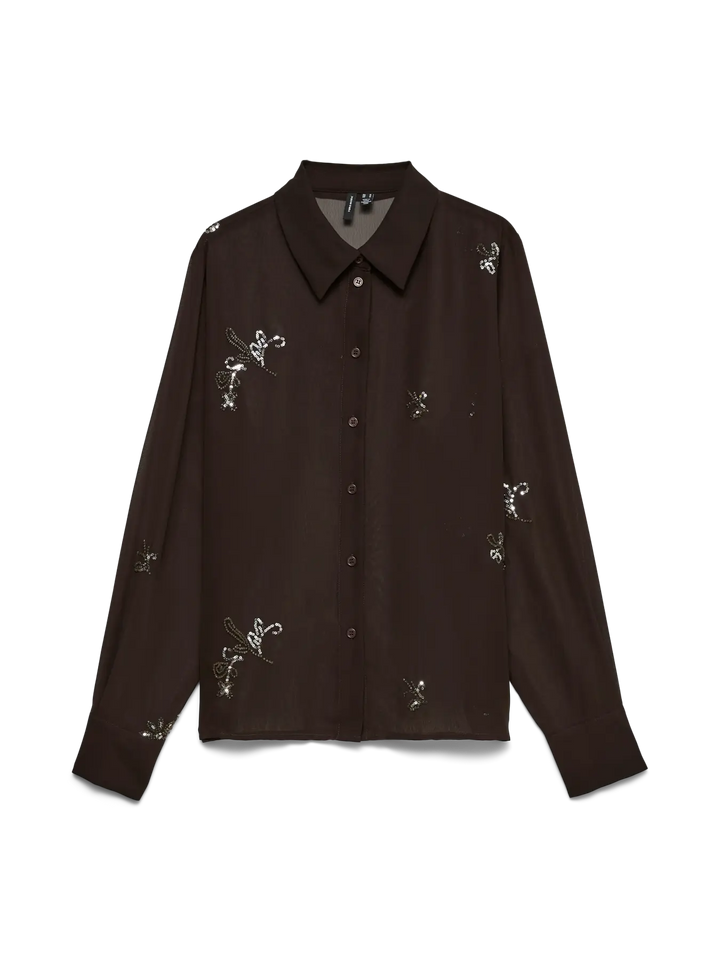 Donkerbruine Blouse met Pailletten