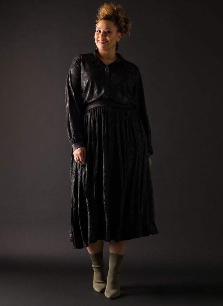 zwarte feestelijke blouse - yesta - A004172 - grote maten - dameskleding - kledingwinkel - herent - leuven