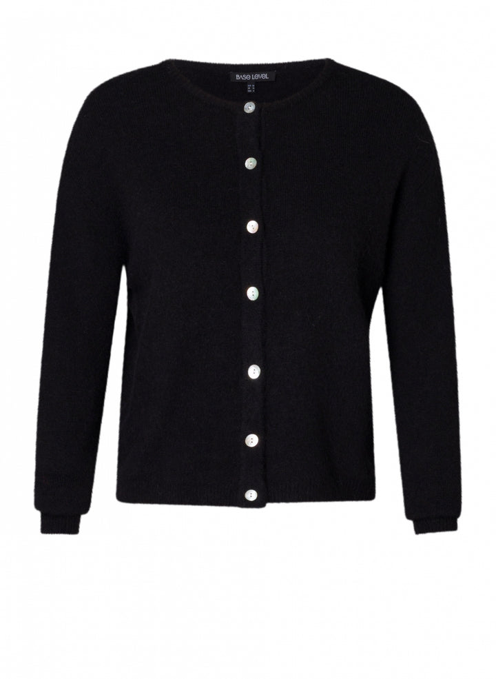 Zwart vest met parelmoer knopen