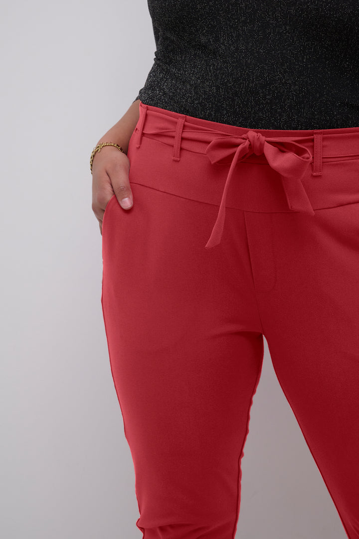 rode broek met omslag - kaffe curve - - grote maten - dameskleding - kledingwinkel - herent - leuven