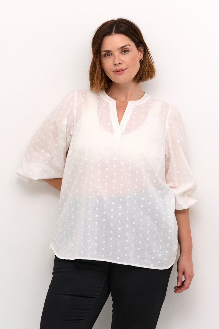 luchtige katoenen blouse met hartvormige details