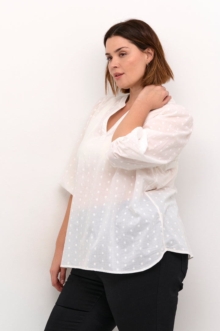 luchtige katoenen blouse met hartvormige details