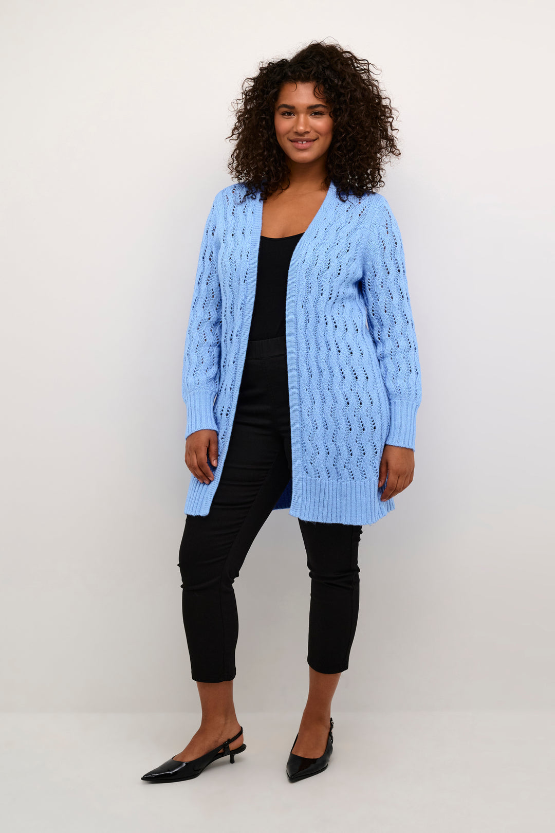 blauwe cardigan