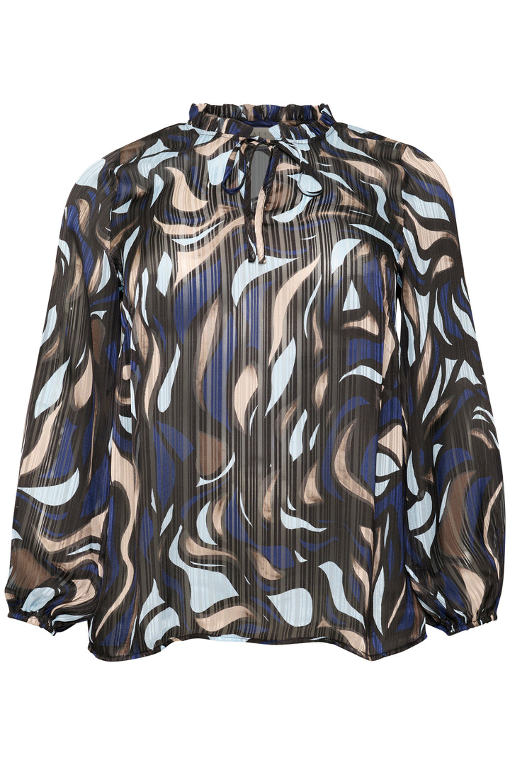 blouse met blauwe print