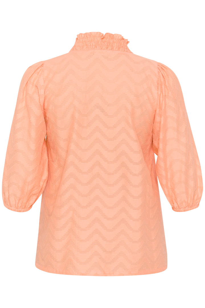 luchtige blouse met zigzagpatroon en ruches