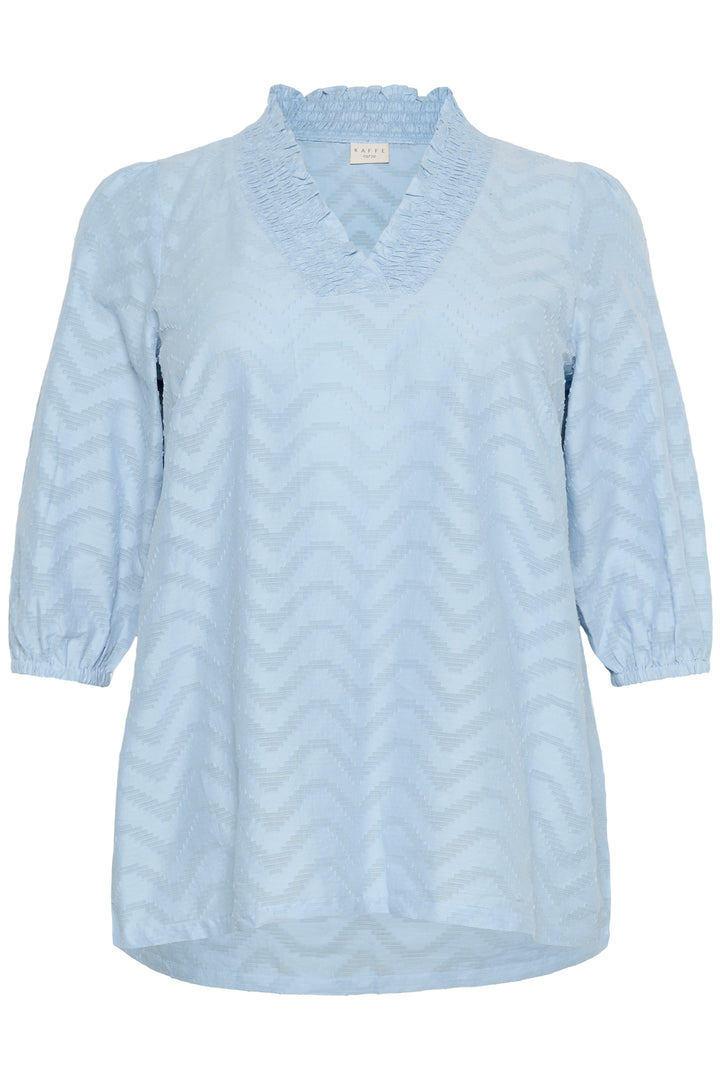 luchtige blouse met zigzagpatroon en ruches