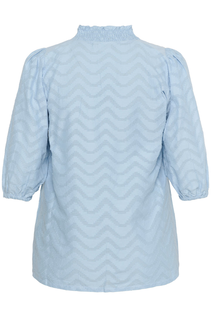 luchtige blouse met zigzagpatroon en ruches