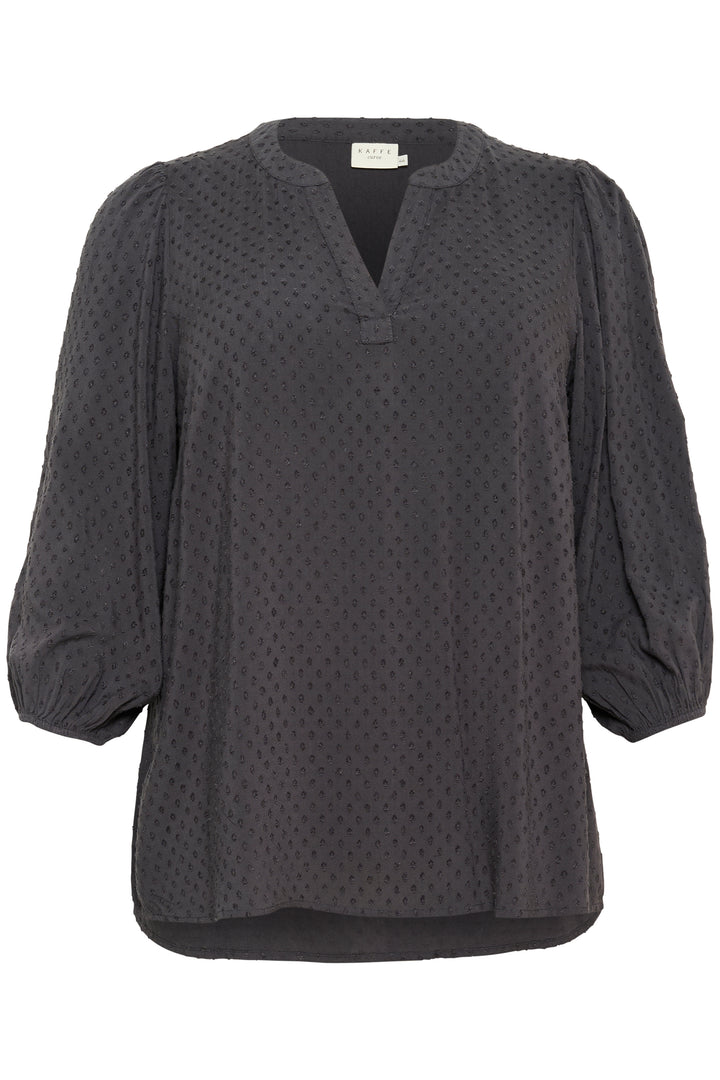 donkergrijze blouse met 3/4-mouwen