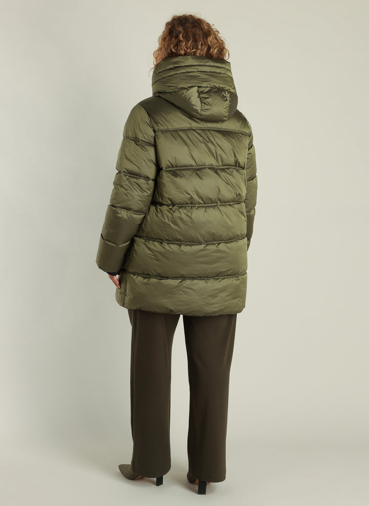 Kaki Doorstikte Wintermantel