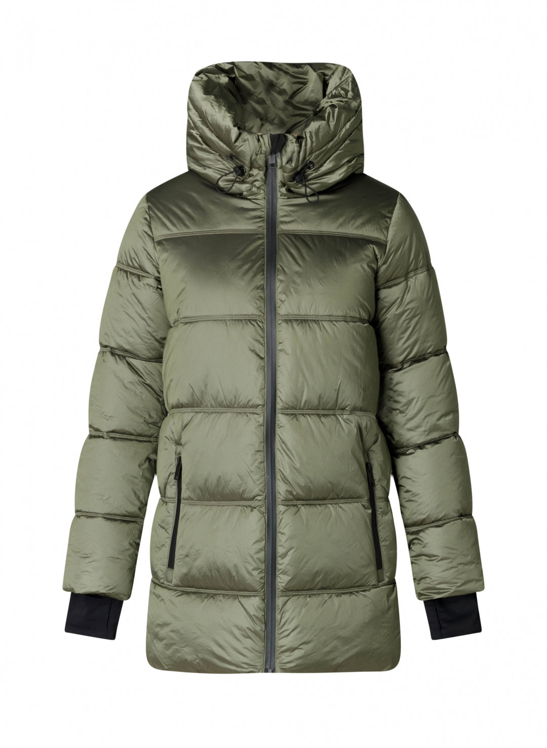 Kaki Doorstikte Wintermantel