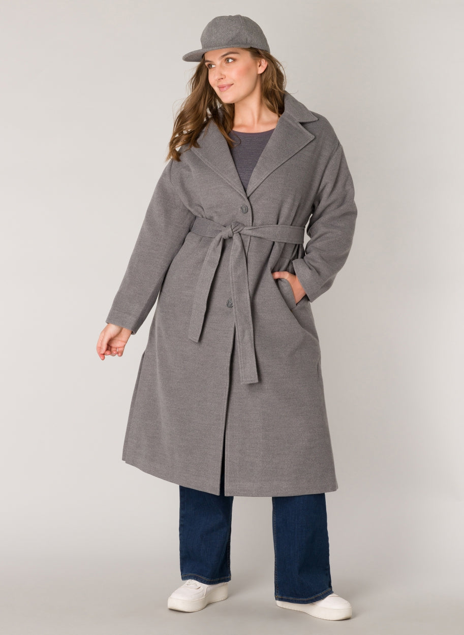 lange wintermantel in donker grijs - yesta - - grote maten - dameskleding - kledingwinkel - herent - leuven