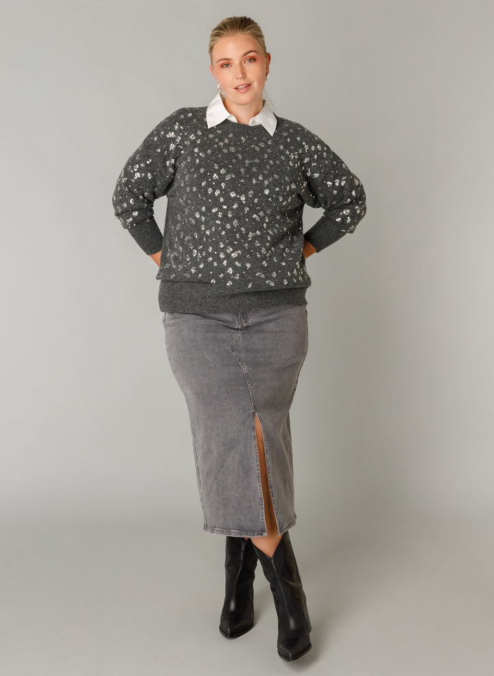 Grijze Denim Kokerrok