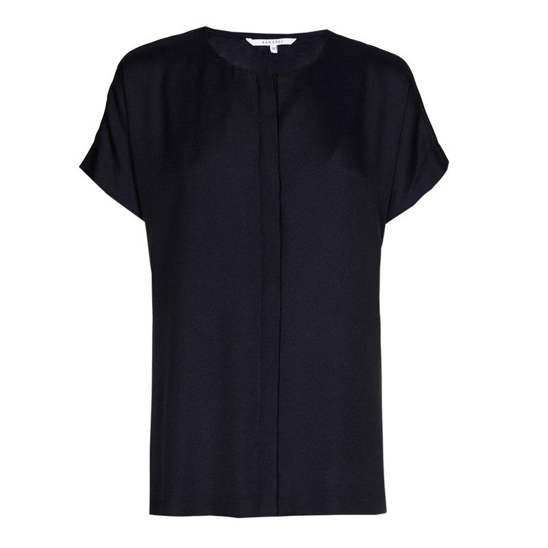 luchtige blouse in navy - xandres - - grote maten - dameskleding - kledingwinkel - herent - leuven