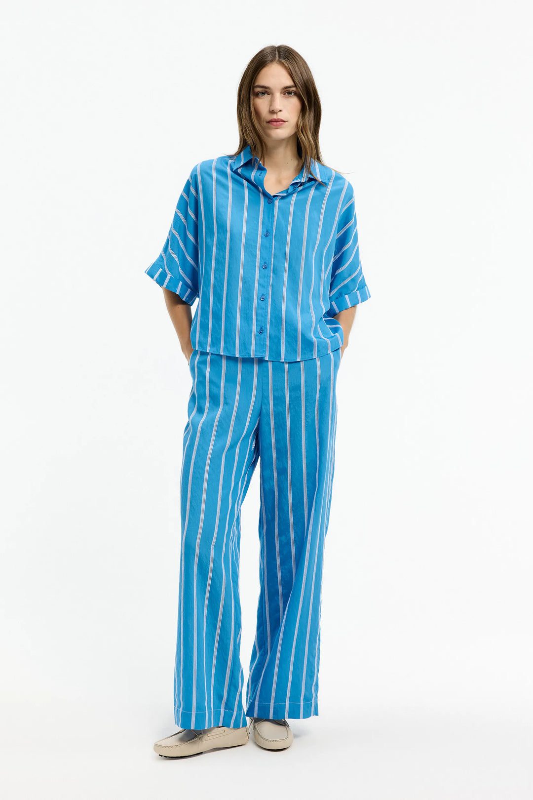 Blauwe Gestreepte Blouse