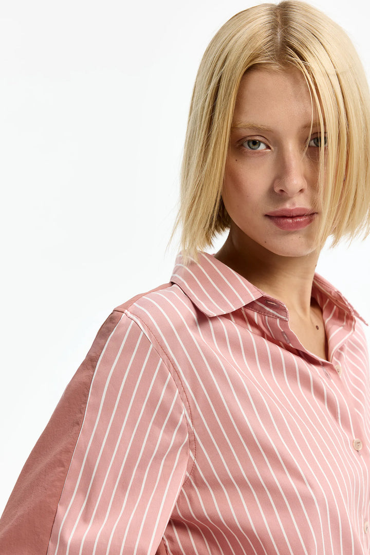 Blouse Met Strepen En Contrasterende Rug