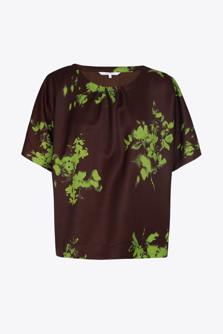 Bruine Blouse met Florale Print