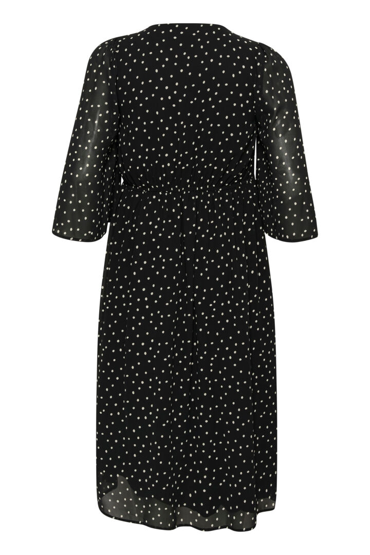 zwarte jurk met polkadots