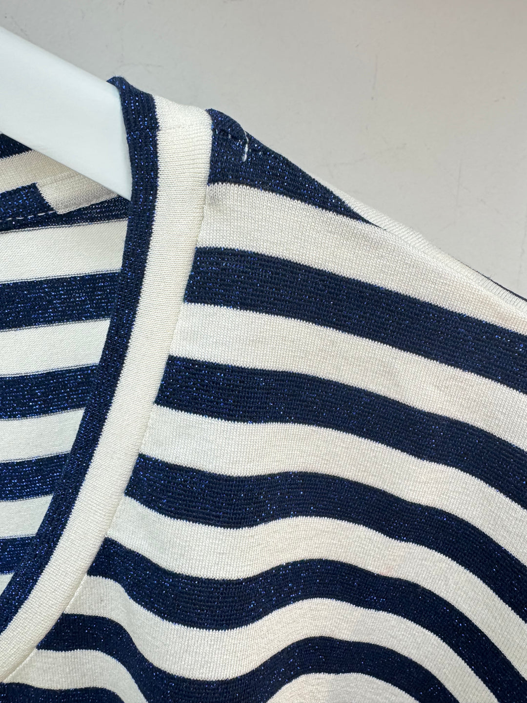 Gestreepte T-shirt Met Glansdraad In Navy