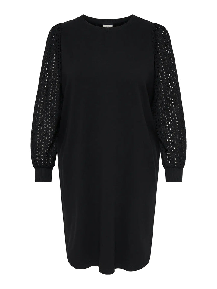Zwarte Jurk met Broderie