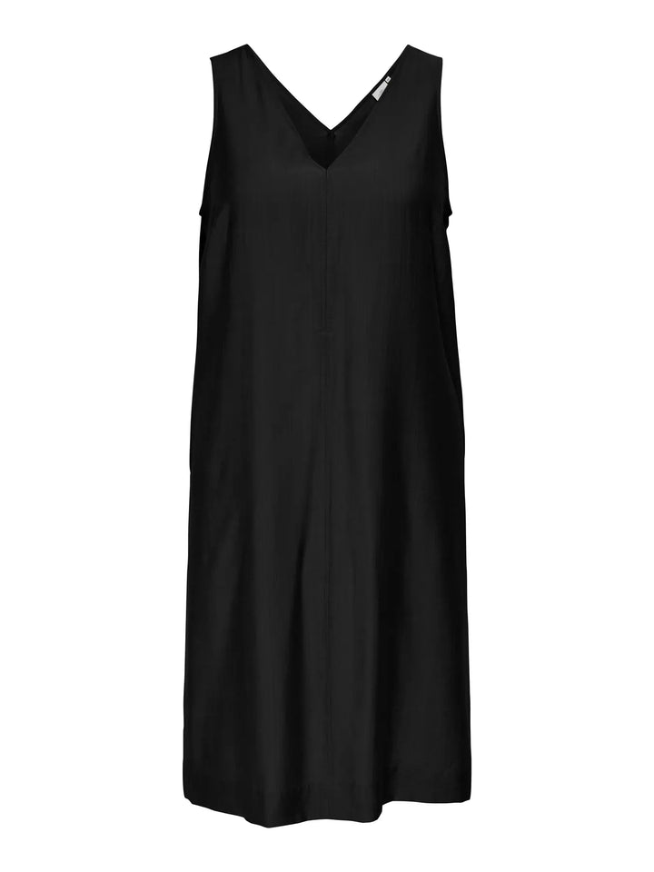 Zwarte Midi Jurk V-Hals