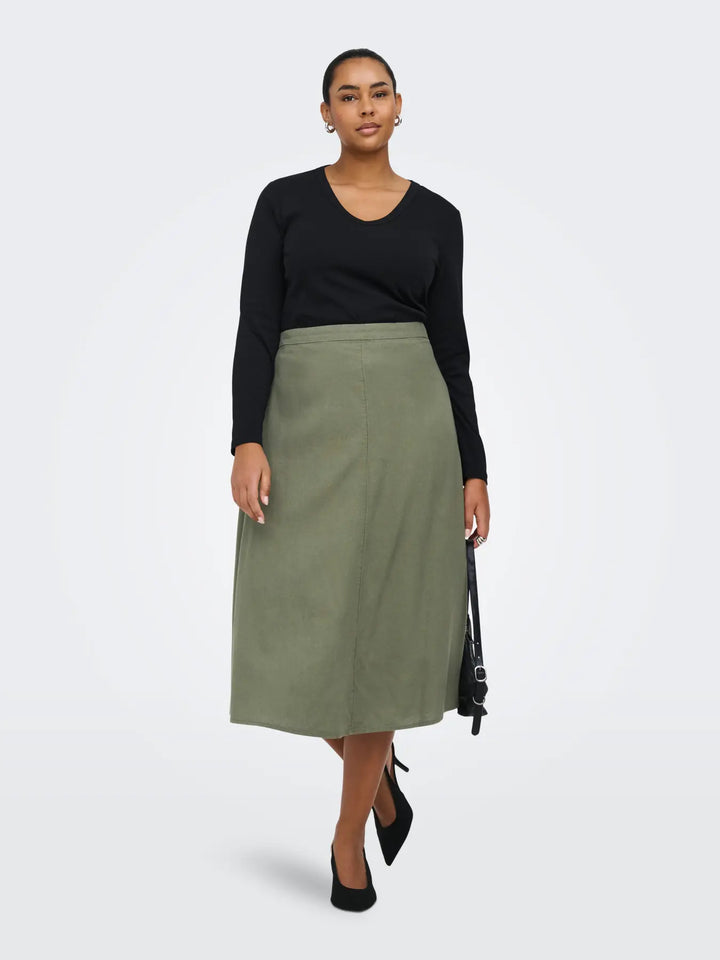 Kaki soepele midi-rok
