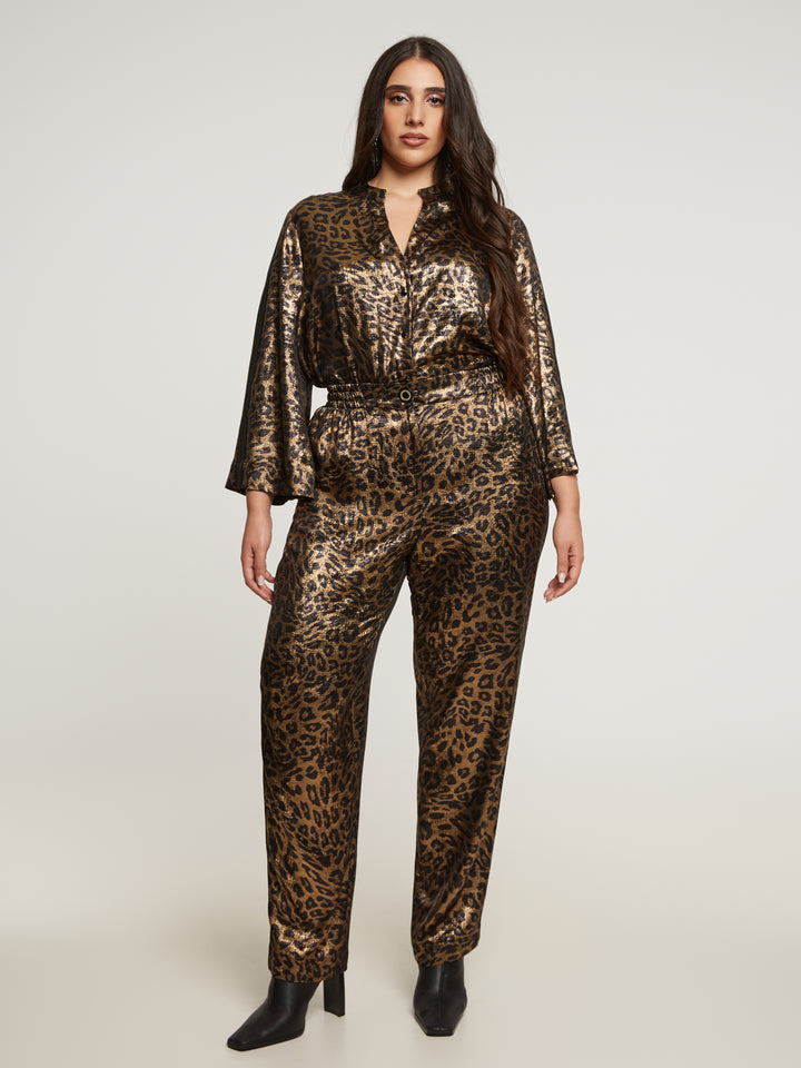 Gouden Statement Broek Met Powerlook