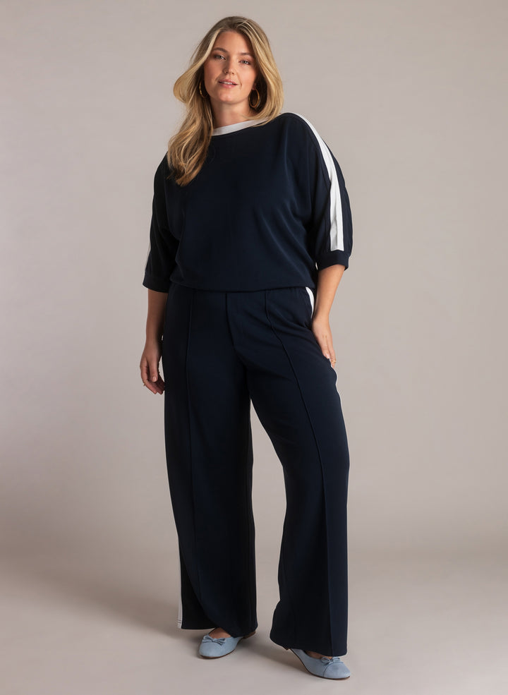 Donkerblauwe broek met rechte pijp