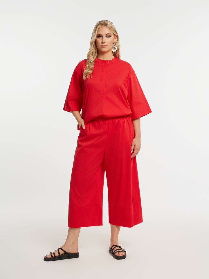 Rode Wijde Culotte Broek