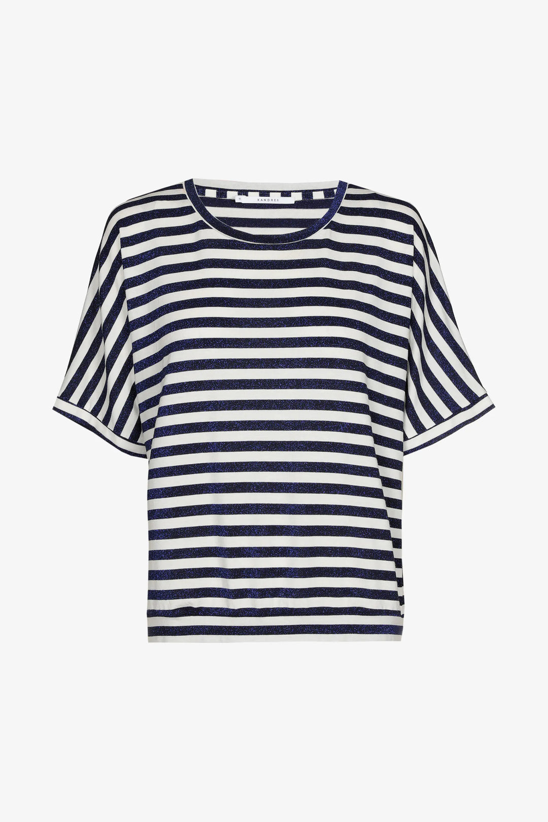 Gestreepte T-shirt Met Glansdraad In Navy