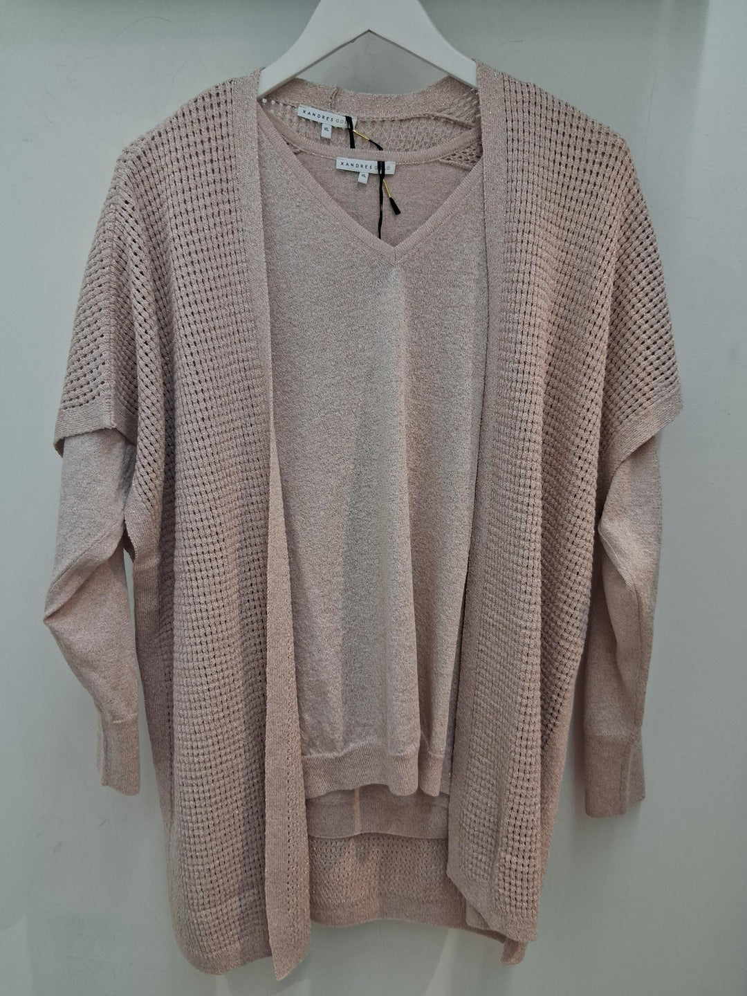 Poederroze gilet met glitters