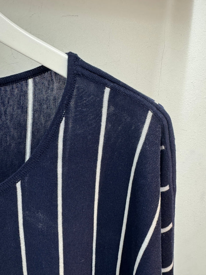 Gestreept Zijden Truitje Met Verstelbare Mouwen