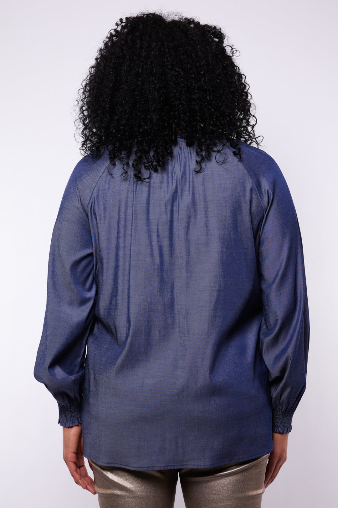 Jeansblauwe Blouse Met Borduursel