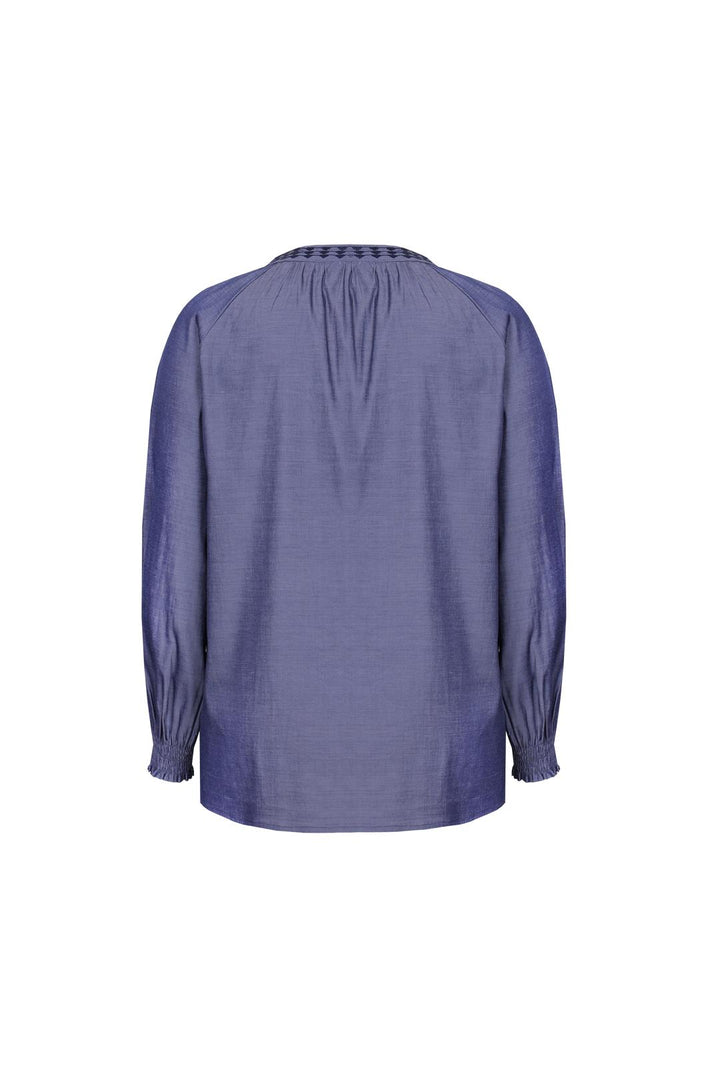 Jeansblauwe Blouse Met Borduursel