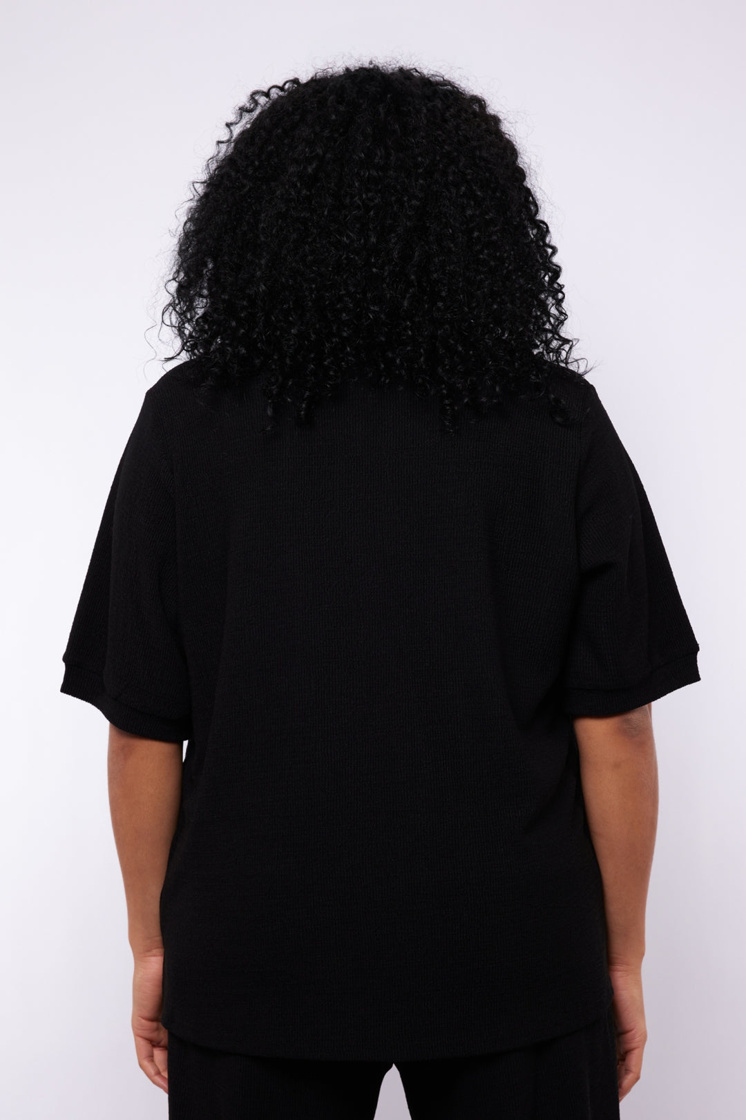 Zwarte Top in Verfijnde Sructuurstof