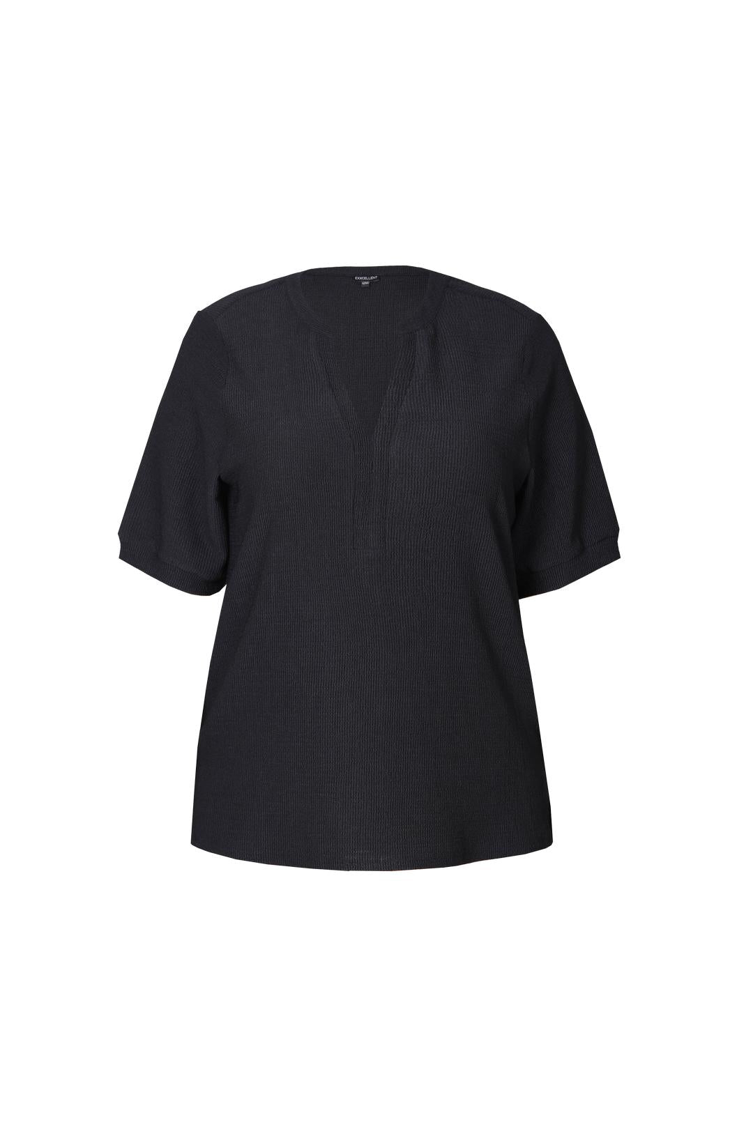 Zwarte Top in Verfijnde Sructuurstof