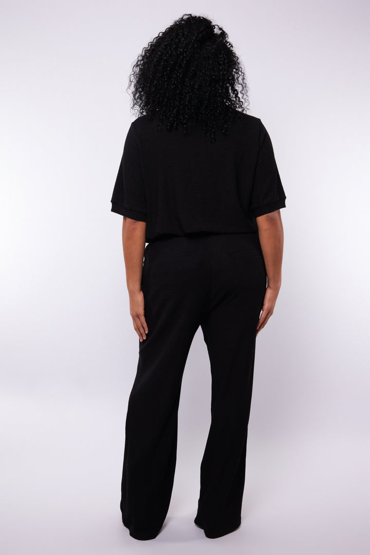 Zwarte Basisbroek in Verfijnde Structuurstof