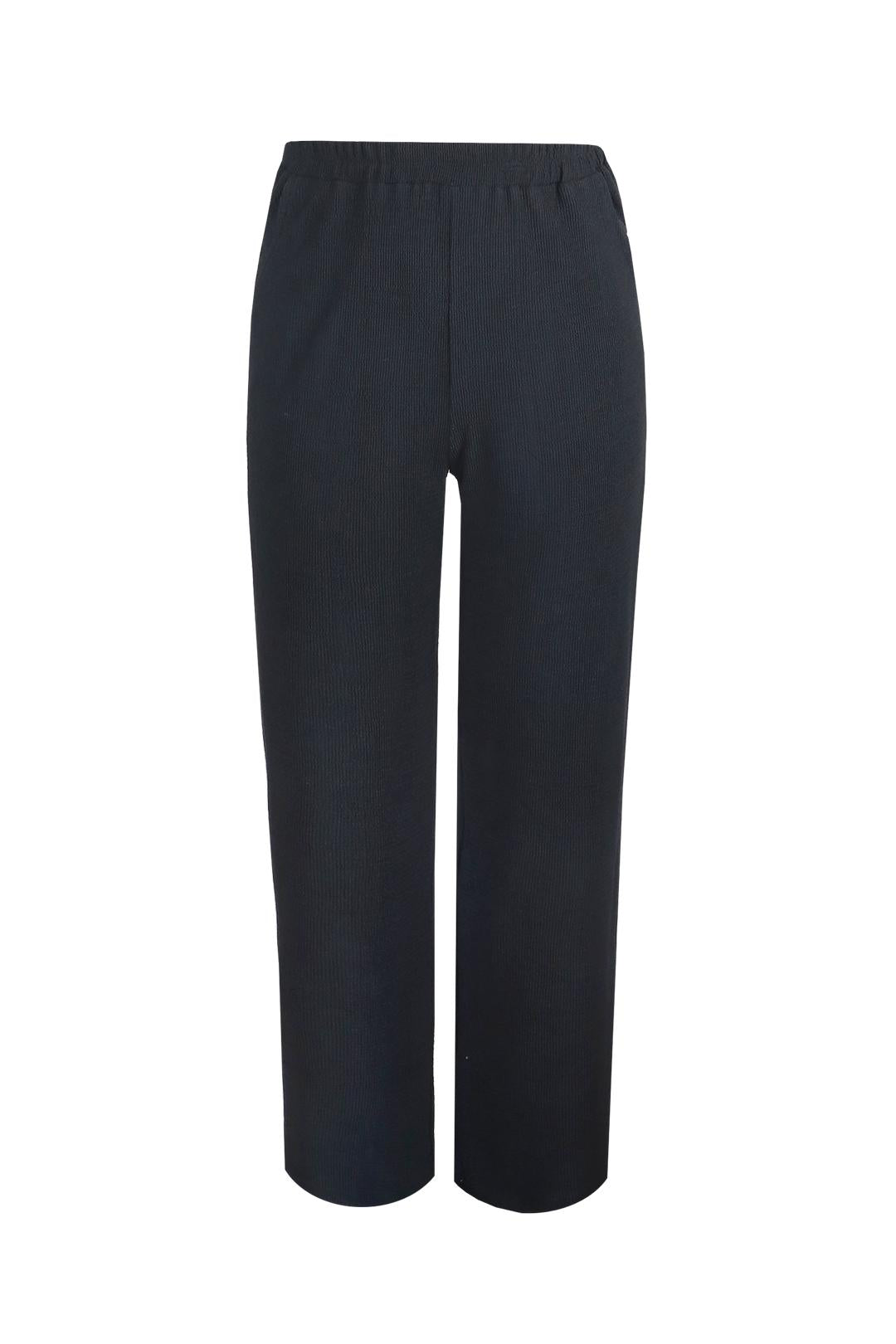 Zwarte Basisbroek in Verfijnde Structuurstof