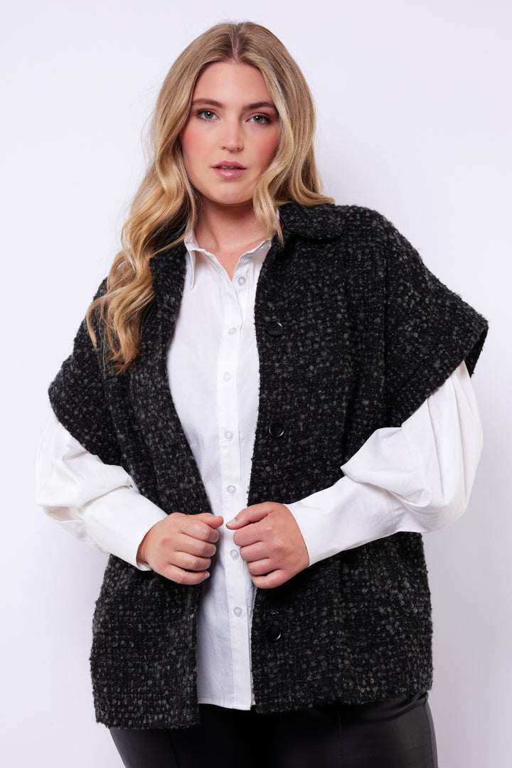 Zwart Gilet Met Knopen