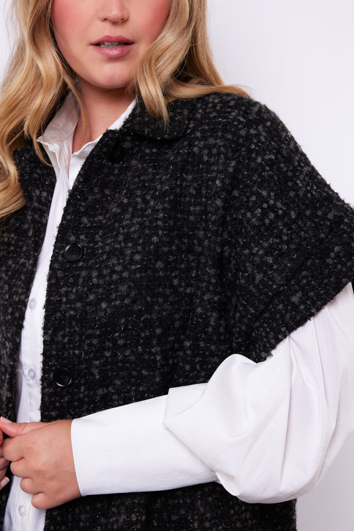 Zwart Gilet Met Knopen