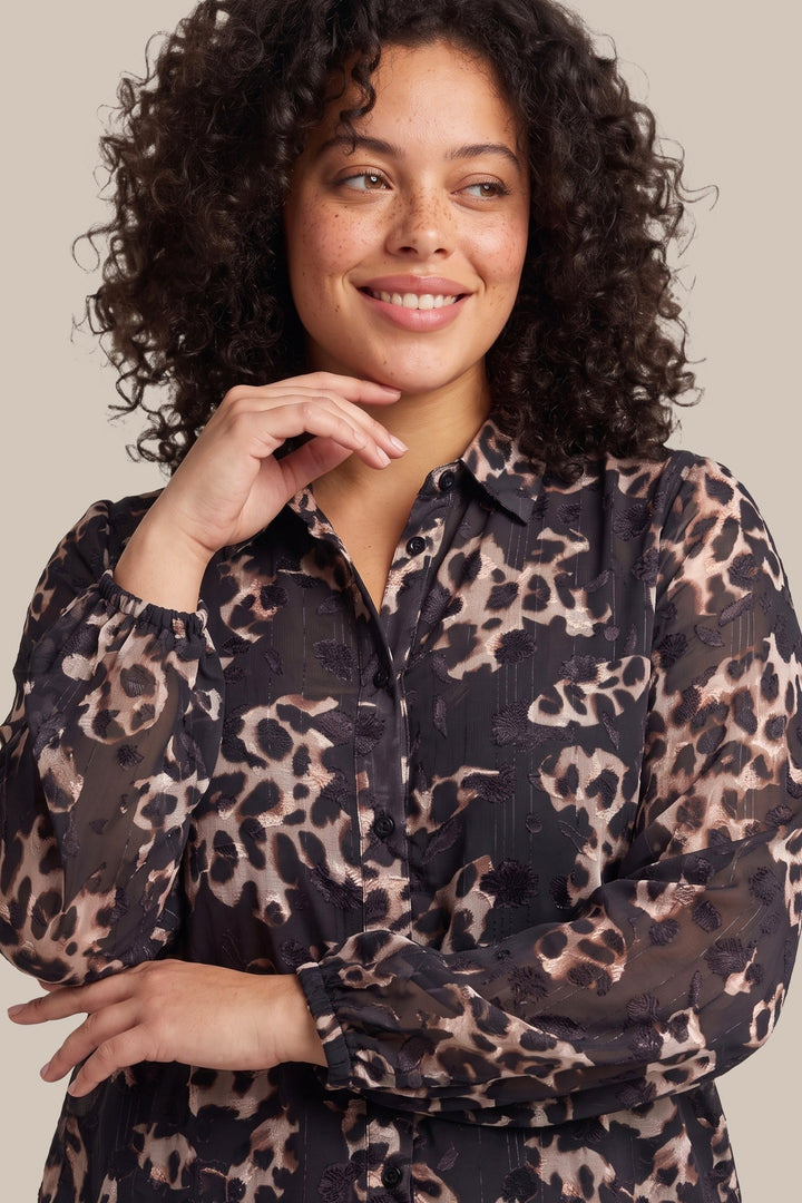 Zwarte Blouse Met Dierenprint
