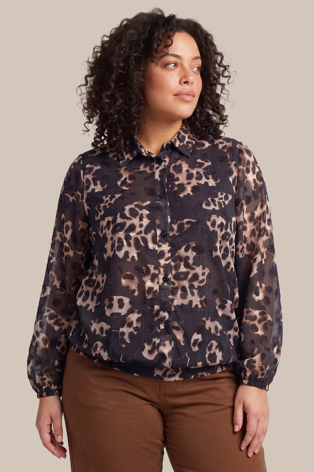 Zwarte Blouse Met Dierenprint