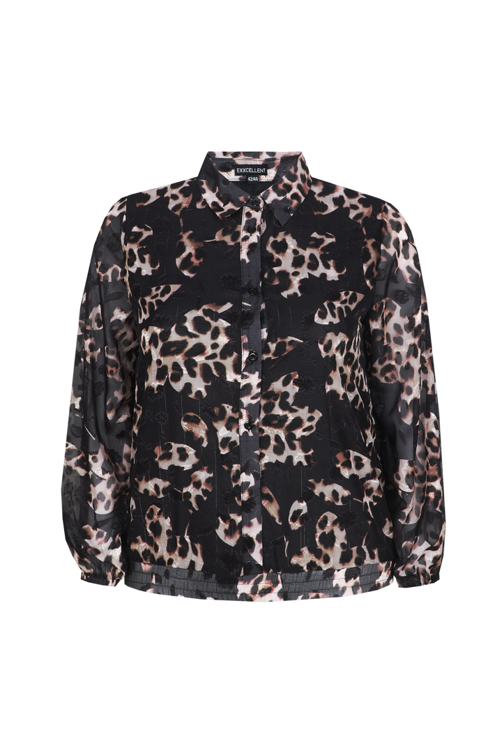 Zwarte Blouse Met Dierenprint