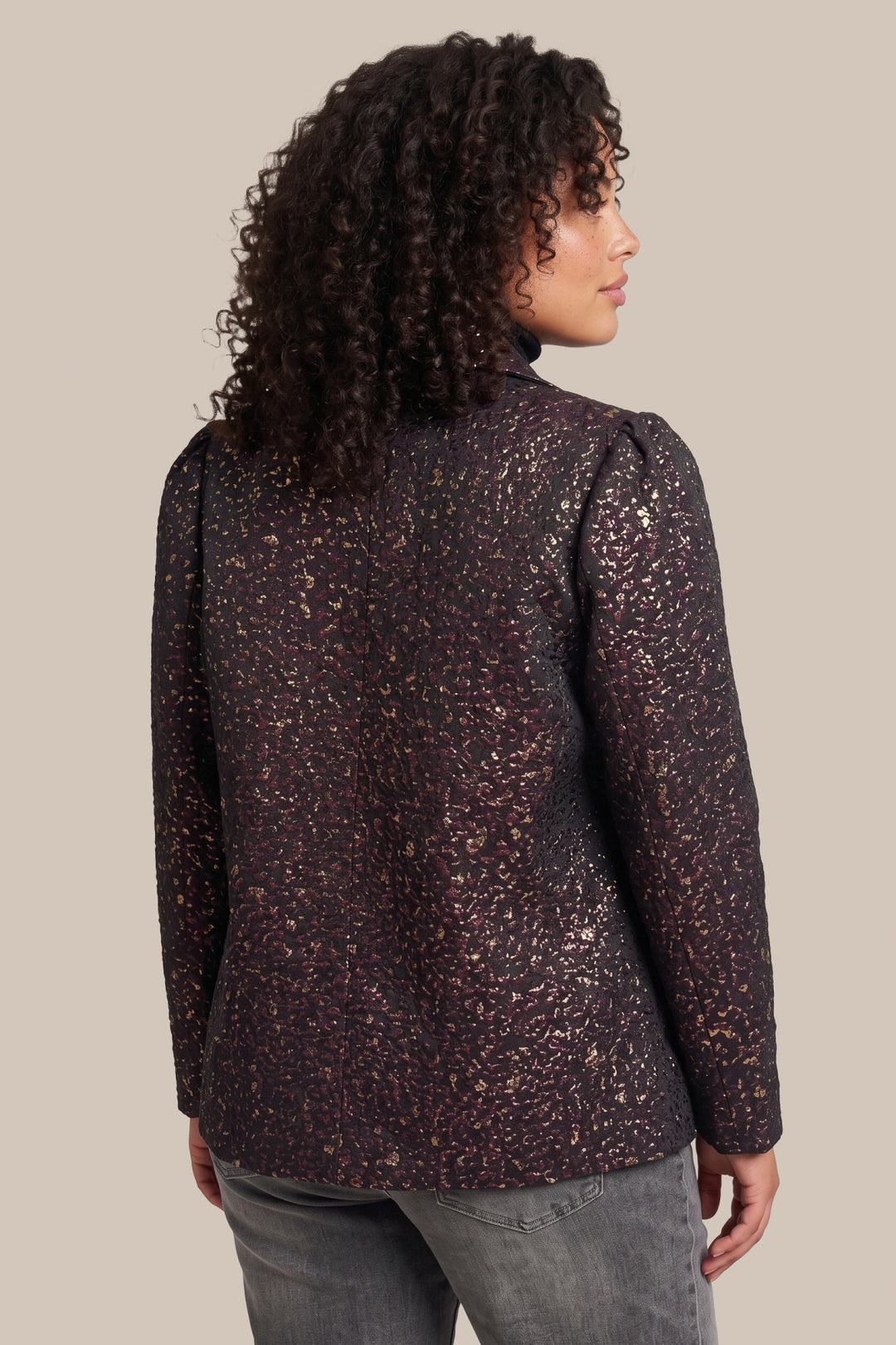 Metallic Jacket Met Panterstructuur