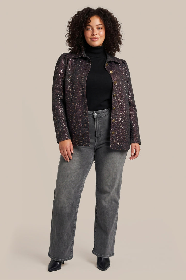 Metallic Jacket Met Panterstructuur