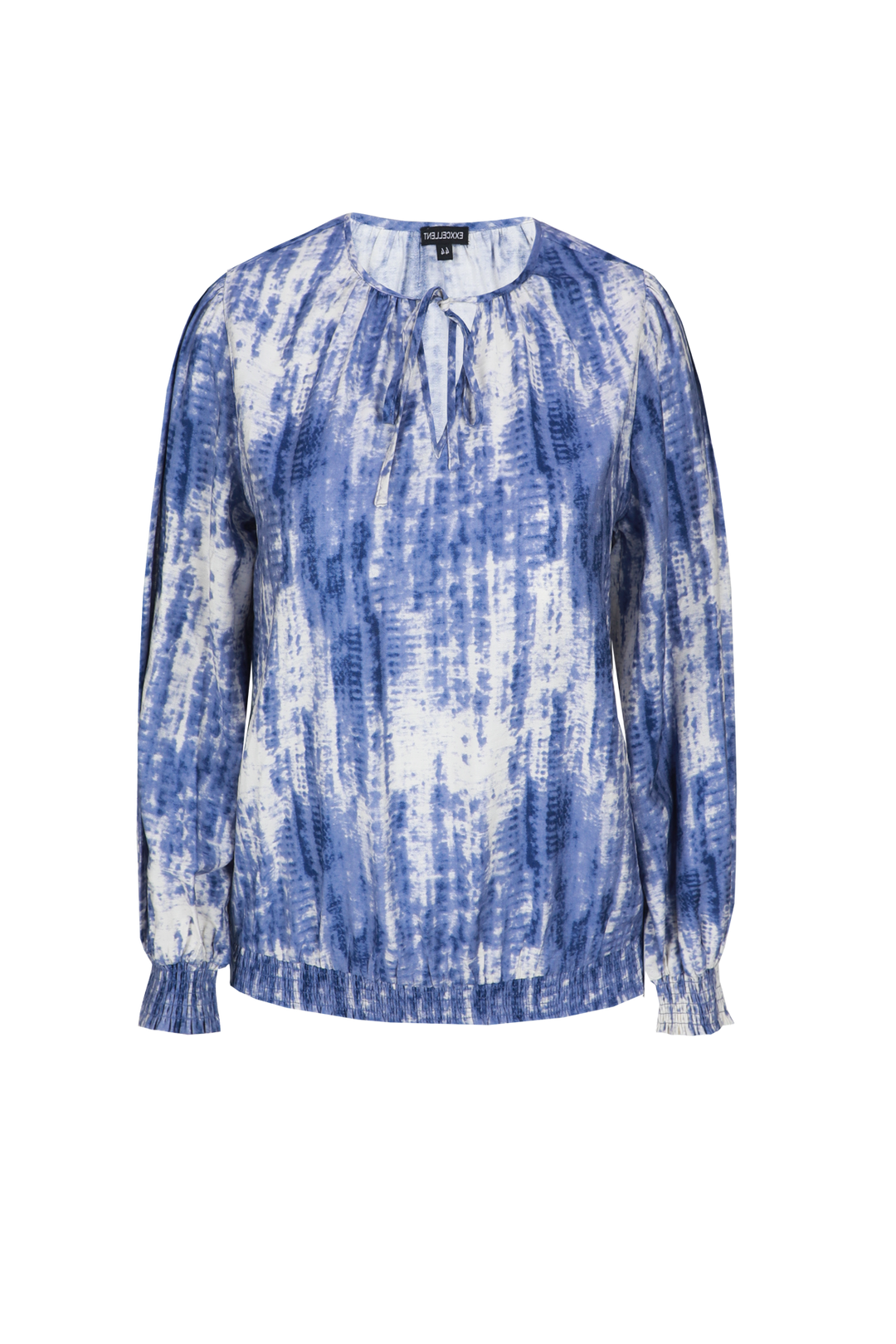 Blauwe Print Blouse Met Strik