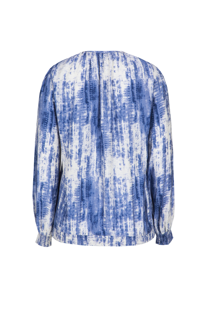 Blauwe Print Blouse Met Strik