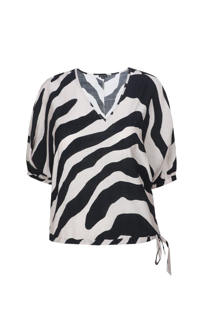 Zebra Print V Hals Shirt