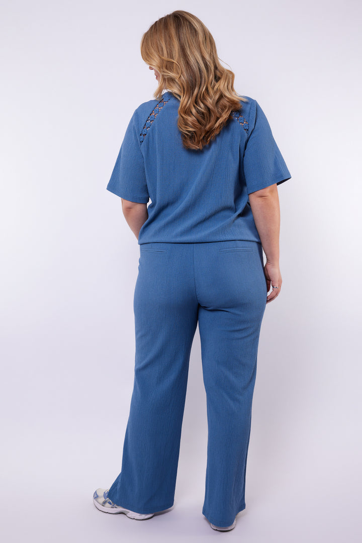 Blauwe Comfortabele Wijde Broek