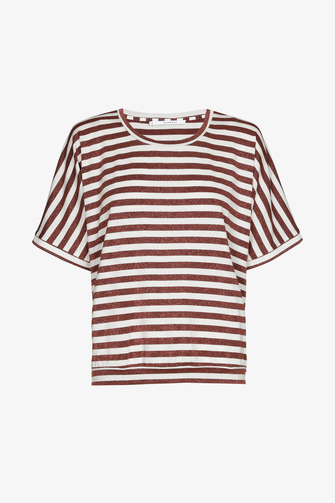 Gestreepte T-shirt Met Glansdraad In Tobacco